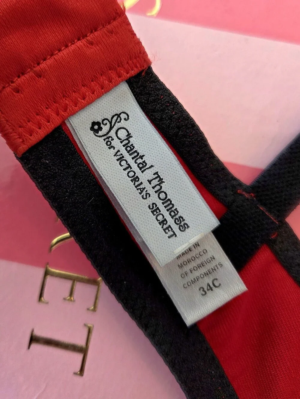 Victoria's Secret Chantal Thomass VTG Lingerie Bra NWOT Red Lace Stripes RARE